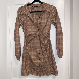 Zara Plaid Button Up Dress